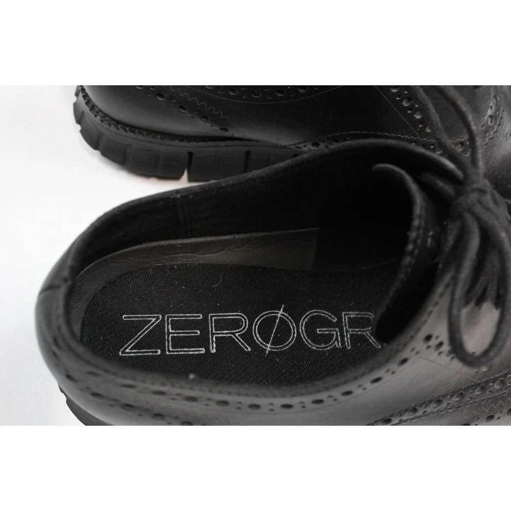 Cole Haan Zero Grand Mens Black Leather Wingtip Oxford Shoes C20719 - Size 11 M